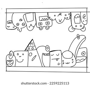 Ilustración vectorial de un conjunto de ilustraciones de doodle. Ilustración del doodle de vector dibujado a mano de música