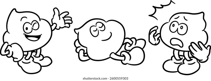 Vector illustration set of doodle poop characters
