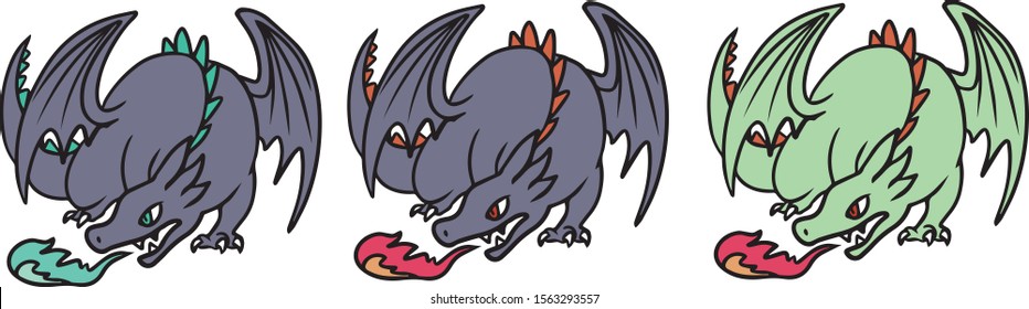 Vector illustration set of dragon 