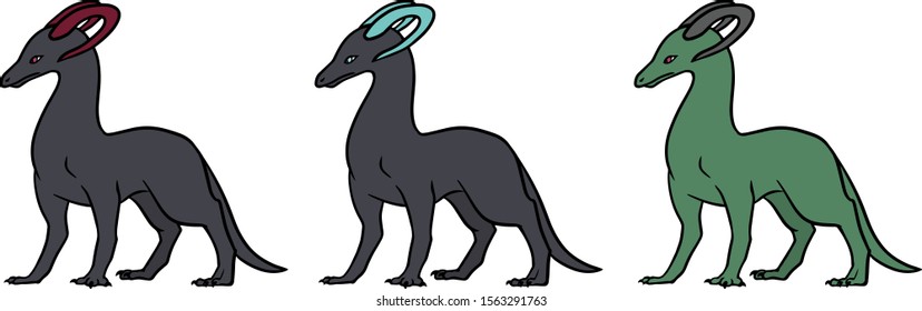 Vector illustration set of dragon with horn