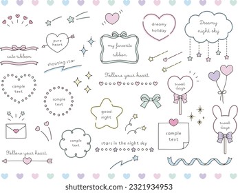 Vector illustration set of dreamy cute decorative frames