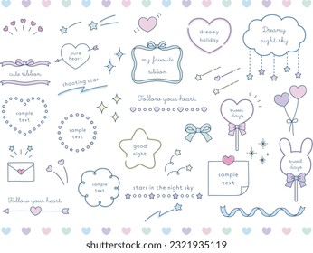 Vector illustration set of dreamy cute decorative frames