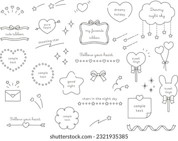 Vector illustration set of dreamy cute decorative frames