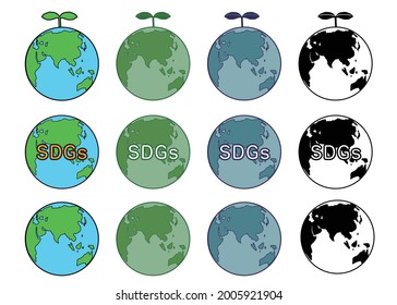 Vector illustration set of the earth of SDGs image