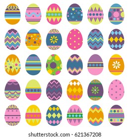 Vector Illustration Set of Easter Eggs.  Element of Easter Decoration.