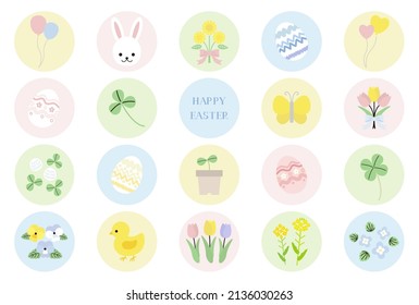 Vector illustration set of Easter and spring icons