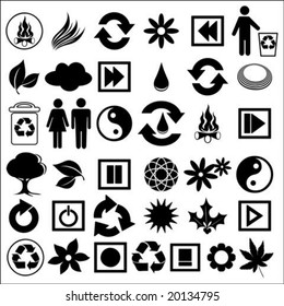 Vector illustration of a set of ecological icons