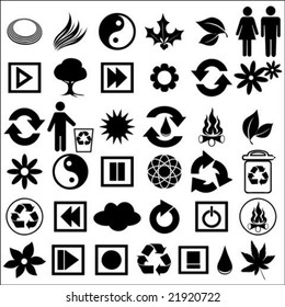 Vector illustration of a set of ecological icons
