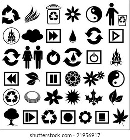 Vector illustration of a set of ecological icons