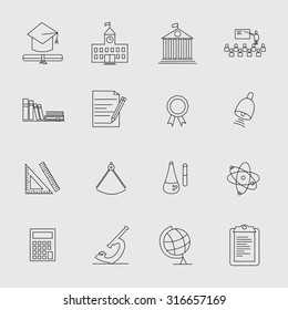 Vector illustration of set of education line icons 