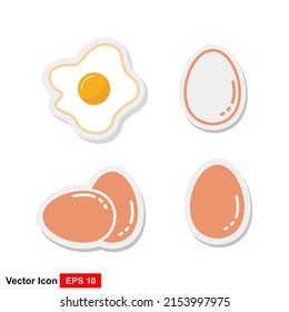 Vector illustration set of eggs, boiled eggs, fried eggs.