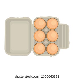 Vector illustration set of eggs in boxes in cartoon flat style. Farmer product, organic farm food icons and logo. Poultry production, natural chicken eggs healthy protein isolated on white background