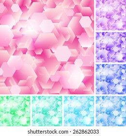Vector illustration: set of eight glittering confetti backgrounds 