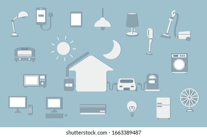 Vektorillustration-Illustrationssatz für elektrische Batteriesysteme
