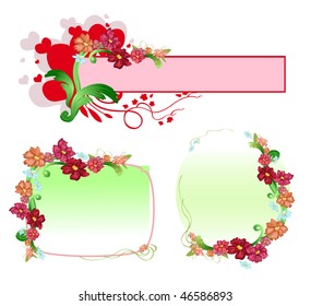 Vector illustration set of elegant floral frames