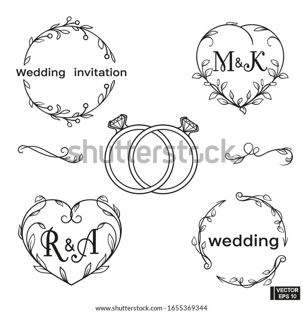 Vector Illustration Set Elegant Floral Monograms Stock Vector Royalty