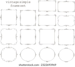 Vector illustration set of elegant vintage style simple frames of various shapes
