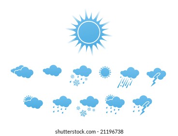 Vector Illustration - Set Of Elegant Weather Icons For All Types Of Weather