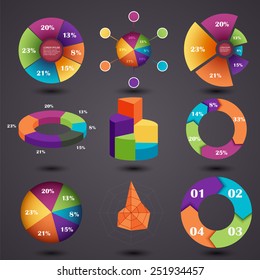 Ilustração vetorial de um conjunto de elementos de informações gráficas