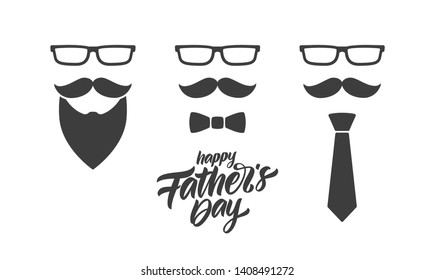 Vector illustration: Set of elements for greeting card design. Happy Fathers Day. 