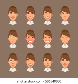 Vector Illustration, Set Emotions Business Woman, Format EPS 10