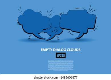 Vector illustration set of empty dialog chatting box, conversation, discuss, communication, comic style on blue background. eps10 