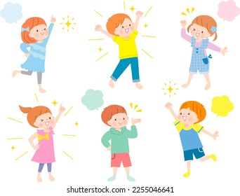 Vector illustration set of energetic children