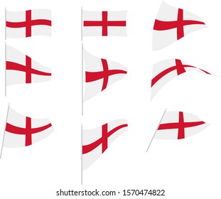 Vector Illustration of Set with England Flag