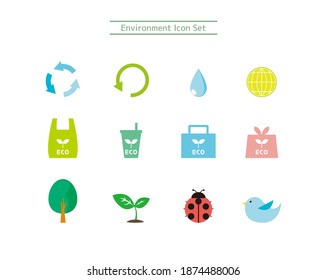 Vector illustration set of environment. Ecology. icon