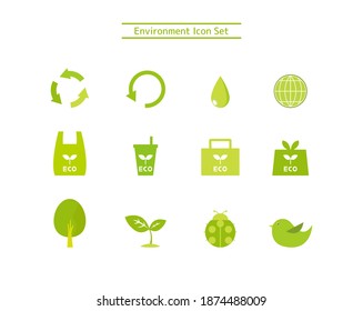 Vector illustration set of environment. Ecology. icon