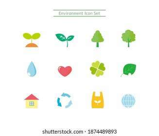 Vector illustration set of environment. Ecology. icon