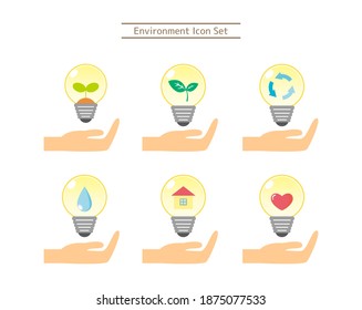 Vector illustration set of environment. Ecology. icon