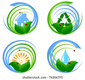 Vector illustration of a set  of an environmental design elements.