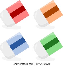 Vector illustration set of an eraser used in school