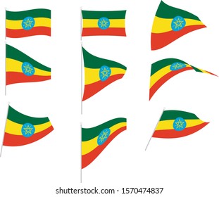 Vector Illustration of Set with Ethiopia Flag