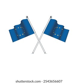 Vector illustration set of european union flags with 3d effect. flags+ eu flag.