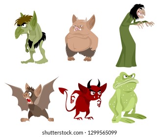 Vector illustration of a set of fabulous creatures