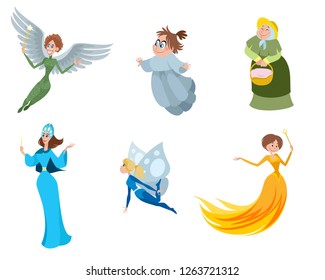 Vector illustration of a set of fairies