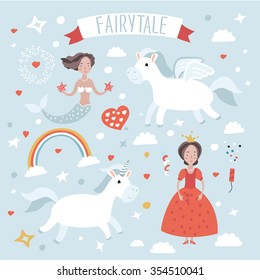 Vector illustration set  of fairytale characters