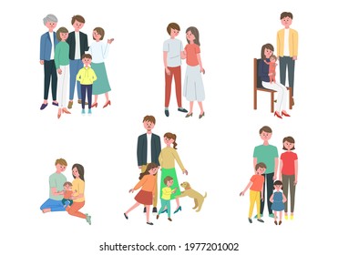 Vector illustration set of family