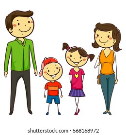 Vector Illustration of Set of Family in Stick Figures