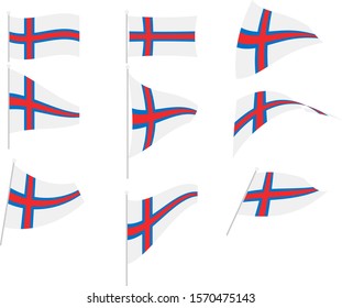 Vector Illustration of Set with Faroe Islands Flag