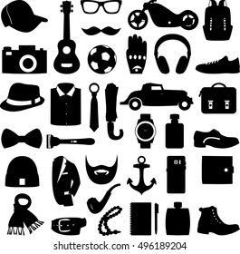 Vector illustration set of fashion accessories and men clothing style