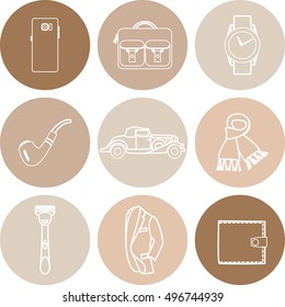 Vector illustration set of fashion accessories and style men clothing