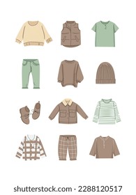 vector illustration of a set of fashion clothes for boy