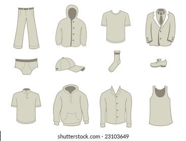 Vector illustration set of fashion  Clothing and Accessories Icons