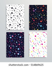 vector illustration. set fashionable colorful background. graphic design for the decoration of banners, cards, business cards, flyers and gift cards. style in the design of 80s Memphis.