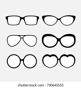 Vector illustration. Set of fashionable, retro glasses and sunglasses. For advertising, scene creation or use as a banner or icon. EPS 8.