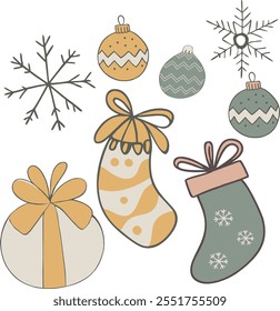 Vector illustration set features cozy and festive elements perfect for Christmas and winter

