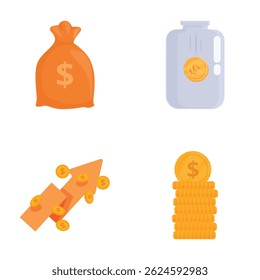 Vector illustration set featuring moneyrelated icons for financial concepts